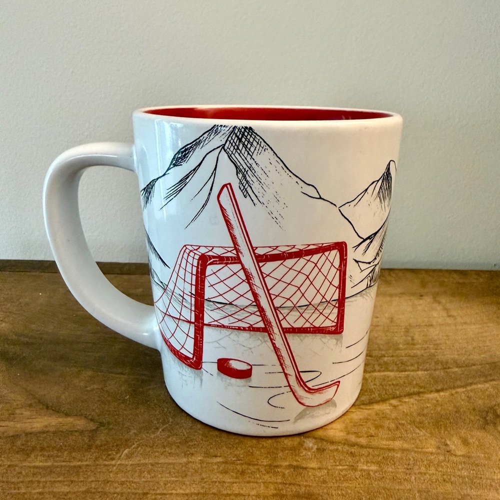 Tim Hortons Coffee Mug Limited Collector 2018 Mountain with Hockey Net Scene